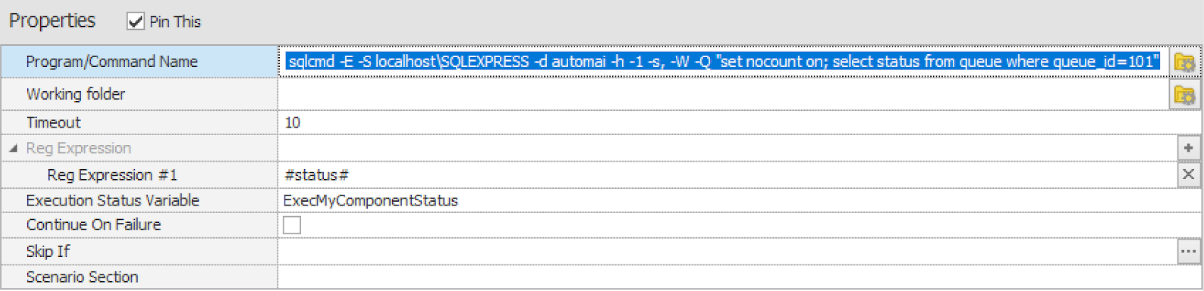 How to run an SQL query from a scenario?