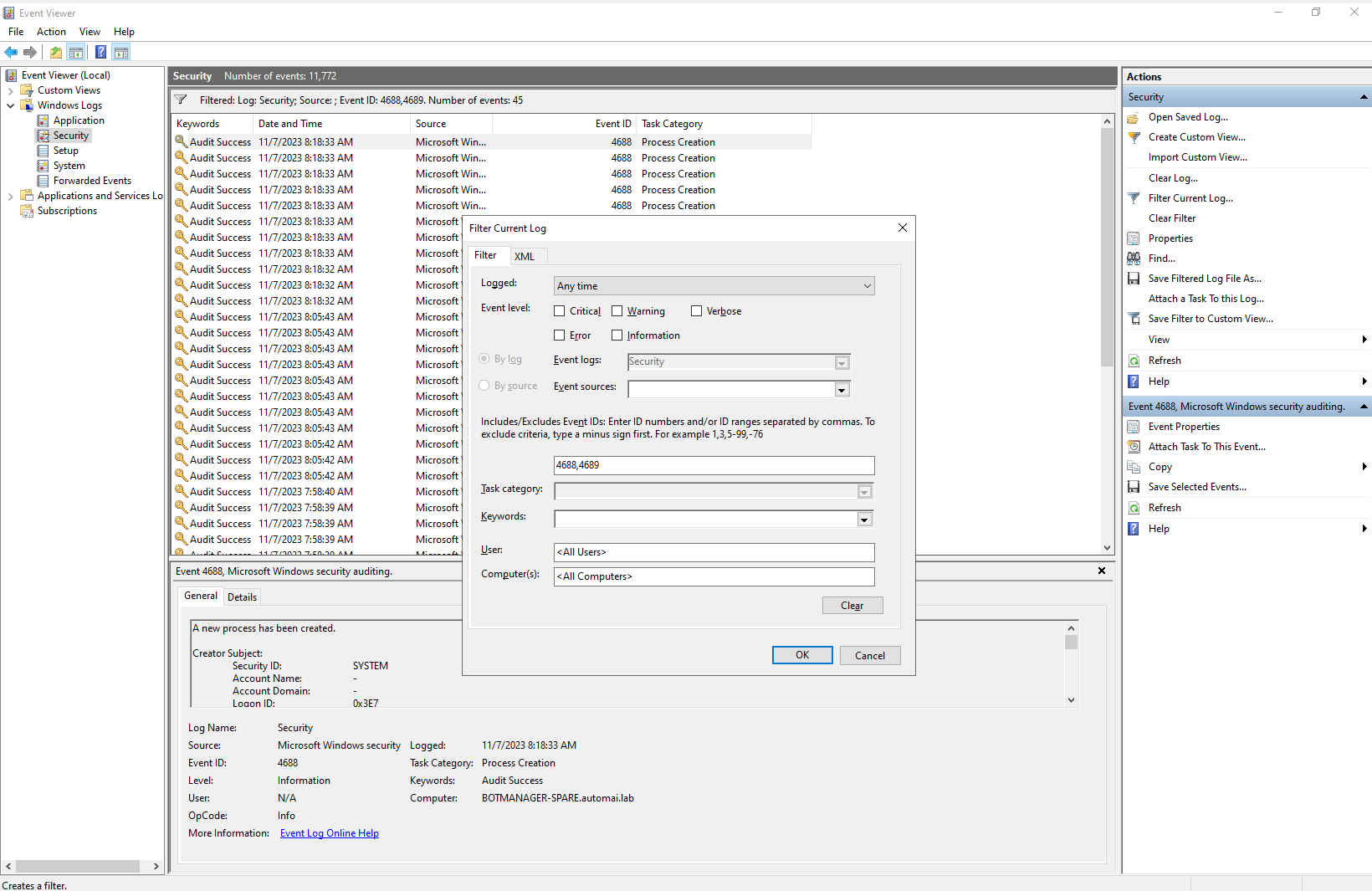 Enabling windows process auditing