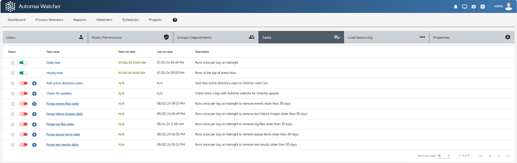 Data Purge and Task Management: Documentation